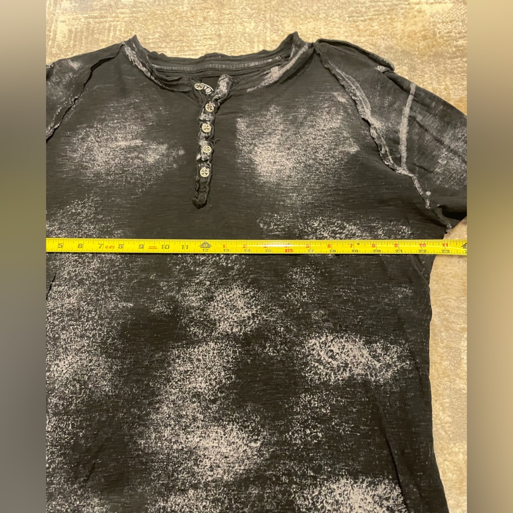 VTG Affliction Live Fast Long-Sleeve Henley Shirt Distressed Black Lava Size XL - Picture 7 of 9